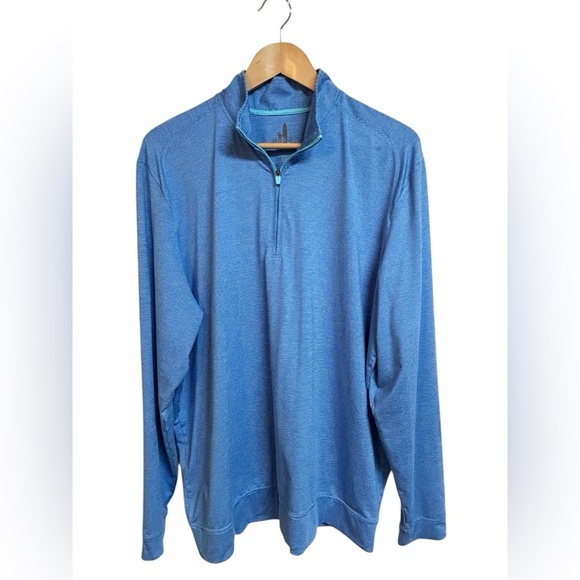 Johnnie-O Active Top Mens XL Blue Stripe Pullover 1/2 Zip Athleisure Sweater - Picture 1 of 6